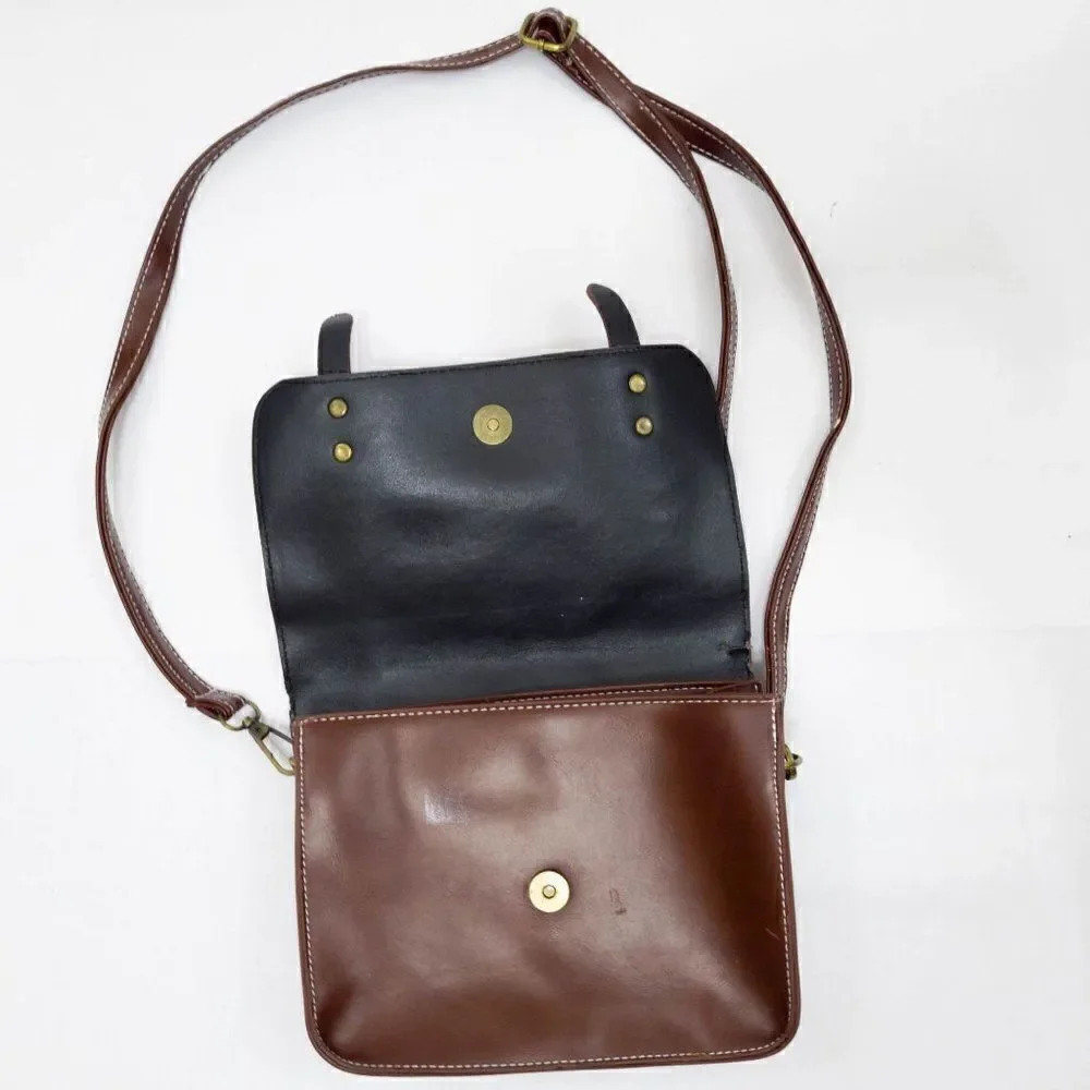 Unbranded Brown Vegan Leather Small Crossbody Bag Purse